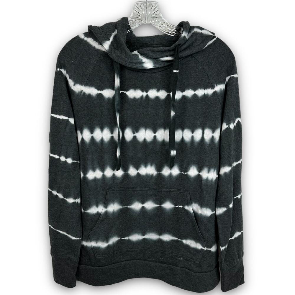 NEW Hooded Sweatshirt Pullover Hoodie Athleisure Gray White Tie Dye Size Small
